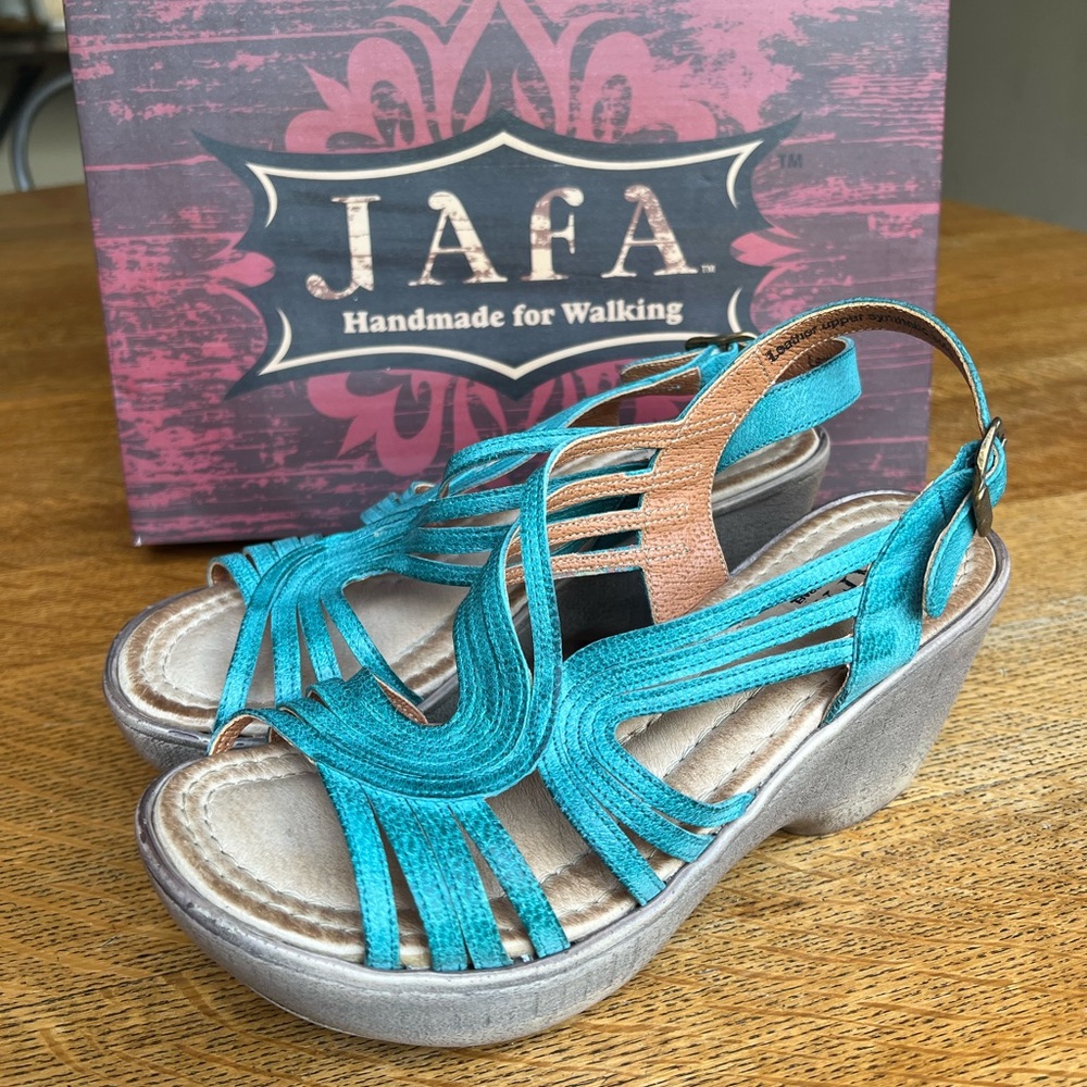 JAFA Sandals, brand new made in Israel, “aqua” leather, size EU 37